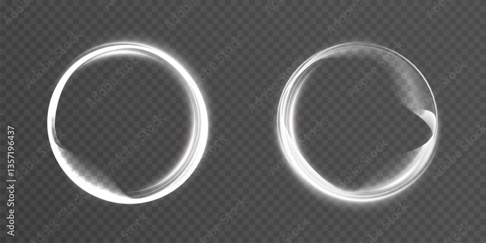 Poster abstract neon circles with smooth light transition effects on a dark background. futuristic design. 