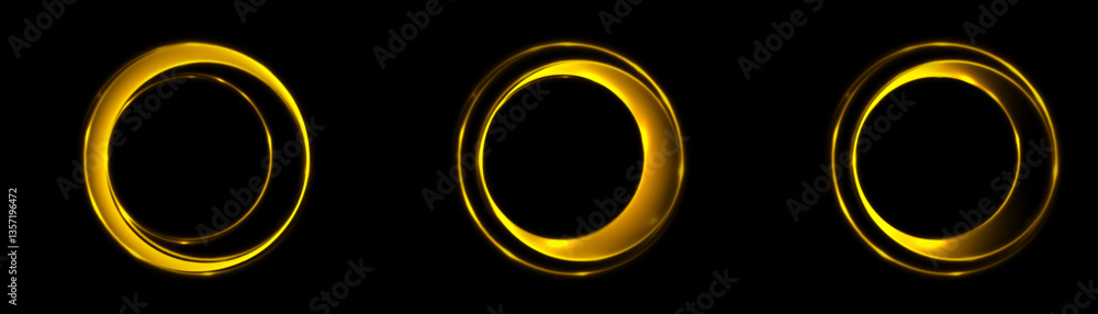 Leinwandbilder abstract neon circles with smooth light transition effects on a dark background. futuristic design. 
