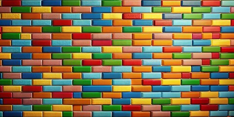 Cartoon Brick Wall Background with Copy Space - Right Side