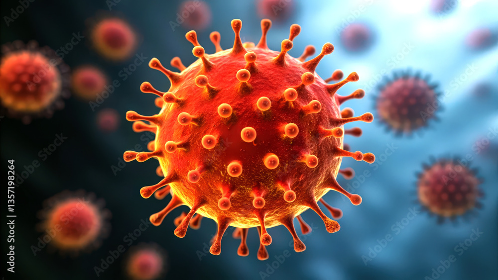 Poster a picture of an immune cell detecting and attacking pathogens for scientific visualization.