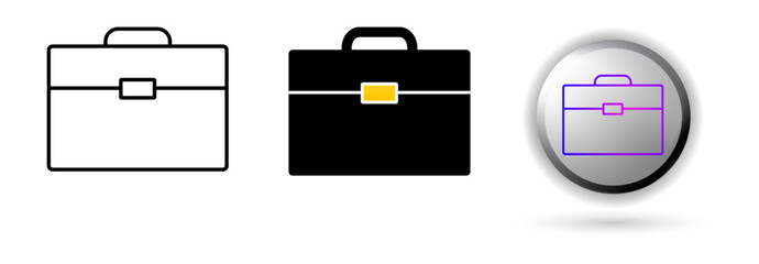Briefcase Icon concept of productivity, work and professional environment. Various styles of outline, solid and glossy effects, ideal for business presentations, corporate websites etc.