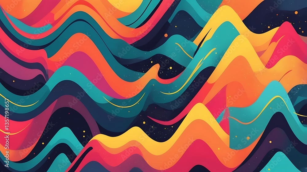Poster dynamic zigzags creating a sense of energy.