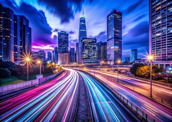 Fototapeta premium High-Resolution Abstract Light Trails Cityscape Night Long Exposure PC Wallpaper