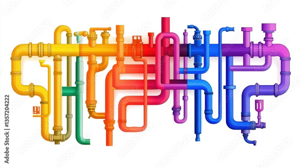 Poster a colorful plumbing vector showing a cross-section of a houseâ€™s water system.
