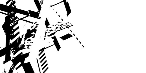 Abstract Black  White Geometric Chaos