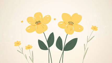 Floral Duo: Two vibrant yellow flowers dance in the light, showcasing a cheerful illustration of nature's beauty.