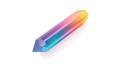 Close-up shot of a pencil-shaped object with a vibrant gradient of colors transitioning from yellow to orange, pink, purple, and blue. The object appears smooth, glossy, and possibly translucent,