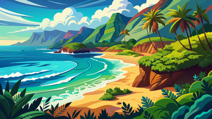 Hawaii Panorama of the Ocean in Kauai