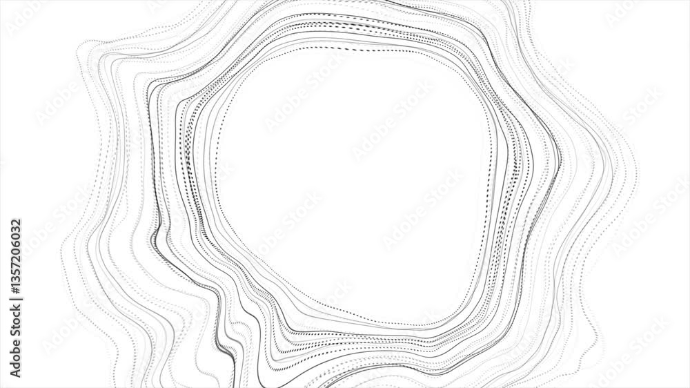 Aufkleber Black white abstract minimal background with circular curved wavy lines. Seamless looping minimal curves motion design. Video animation Ultra HD 4K 3840x2160
