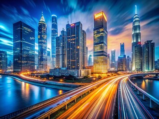 Fototapeta premium Cityscape Long Exposure: Blending Modern Tech with Historic Architecture