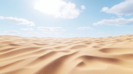 Fototapeta premium Sand Dune Landscape Under a Bright Blue Sky with Clouds