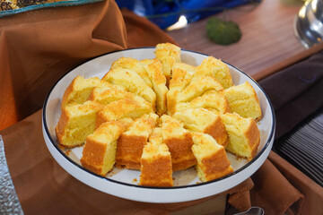 Assorted traditional Indonesian cakes, captured on April 8, 2025. Colorful and sweet treats made with local ingredients, perfect for festive moments and everyday enjoyment