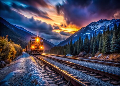 Keystone SD Train at Night, Low Light Railroad Photography