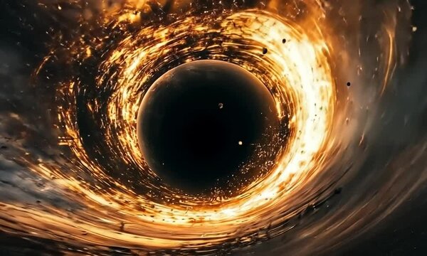 Swirling Black Hole Absorbing Space Debris and Light, a Cosmic Phenomenon