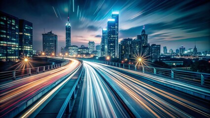 Fototapeta premium Long Exposure Blurred Cityscape, Business People Commuting, Employment, Career, Success