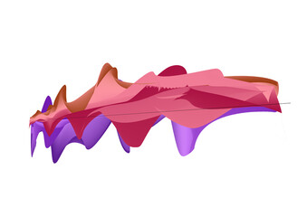 Sound wave in purple and pink gradient. Equalizer. Wave processes. Smooth silk double flow. Isolated graphic image. Digital flat illustration. Abstract geometric pattern. Nobody stylized landscape.