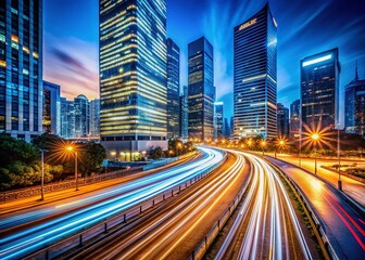 Fototapeta premium Long Exposure Light Trails Cityscape Night Photography