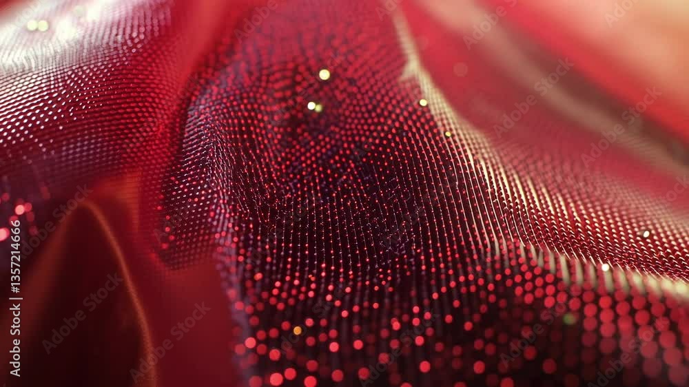 Fototapete close up view of a vibrant red surface showcasing intricate micro patterns and shimmering light refl