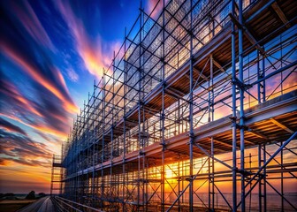 Fototapeta premium Long Exposure Photography of Modern Scaffolding Design at Construction Site