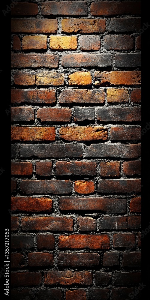 Poster rough brown textured wall with abstract lighting effect background on gold color brickwork pattern