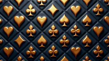 Luxury Golden Card Suits Quilted Background