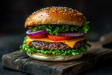 Delicious Gourmet Cheeseburger Freshly Made And Ready For Eating Today