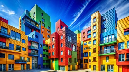 Fototapeta premium Colorful Geometric Building Facade Architectural Clipart Smash