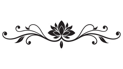 Elegant Decorative Divider Line with Symmetric Ornamental Border, Featuring Floral Motif and Abstract Flourish Filigree Elements