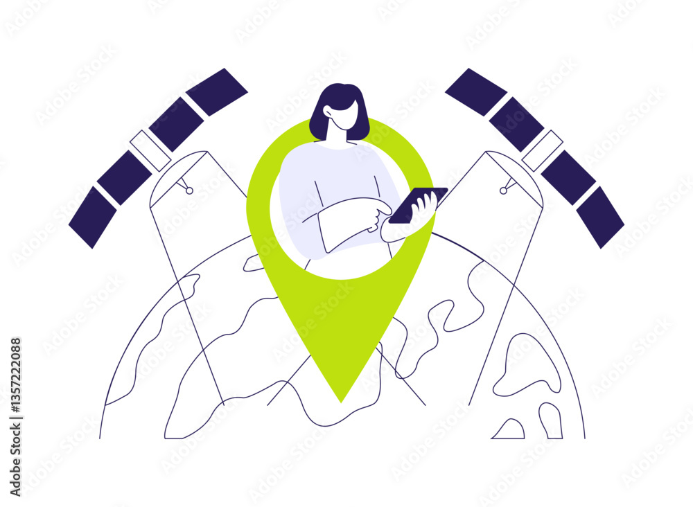 Poster global positioning system abstract concept vector illustration.