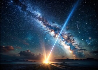 Luminous Beam Piercing Night's Embrace: A Stock Photo of Hope and Illumination