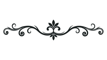 Elegant Decorative Divider Line with Symmetric Ornamental Border, Featuring Floral Motif and Abstract Flourish Filigree Elements