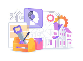 AI-Driven Historic Restoration abstract concept vector illustration.