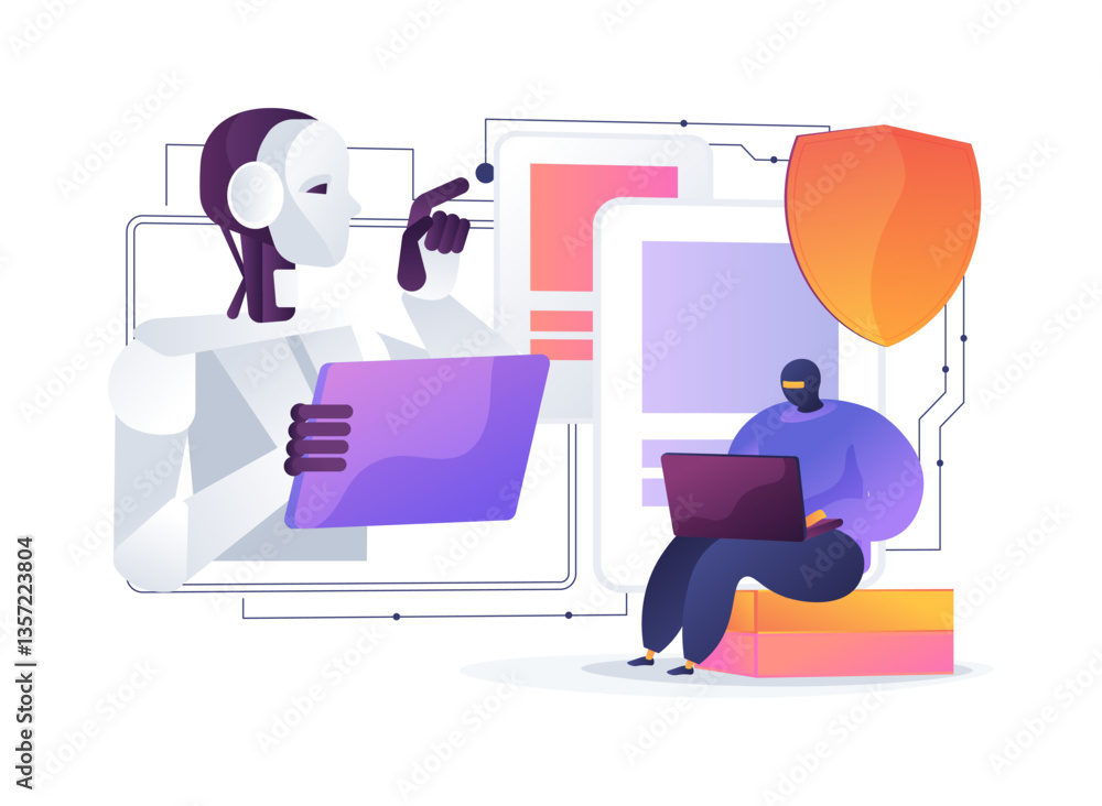 Aufkleber ai-powered fraud detection abstract concept vector illustration.