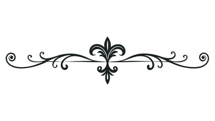 Elegant Decorative Divider Line with Symmetric Ornamental Border, Featuring Floral Motif and Abstract Flourish Filigree Elements