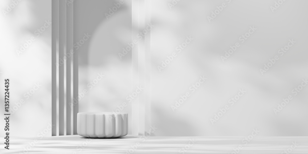 Poster minimal modern white podium platform for product display showcase 3d rendering