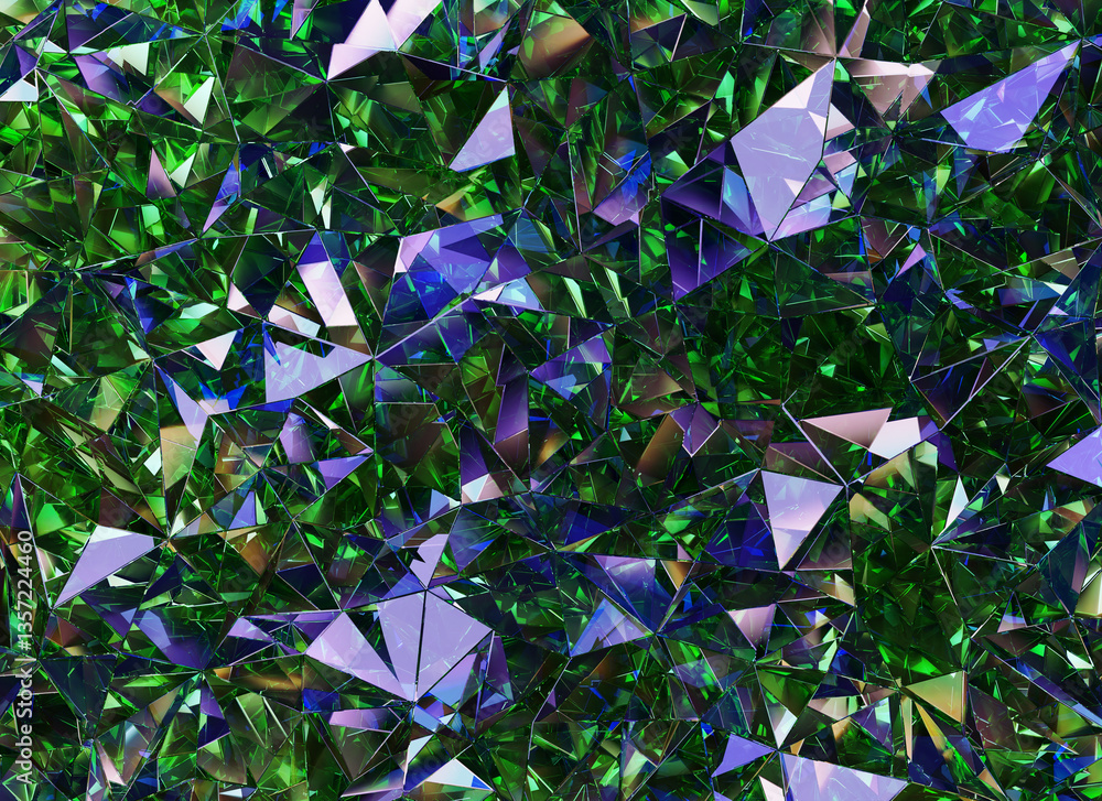 Poster luxury abstract colorful crystal texture reflection close up background 3d rendering