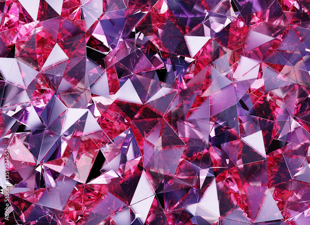Aufkleber luxury abstract realistic pink crystal texture reflection close up background 3d rendering