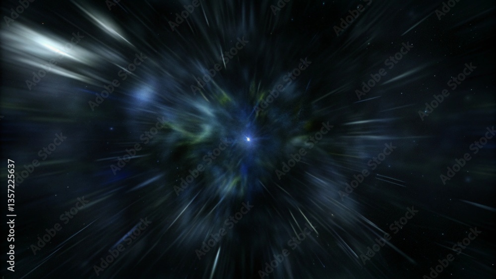 Poster abstract colorful blue and gold lights. fantastic space background. digital fractal art. 3d renderin