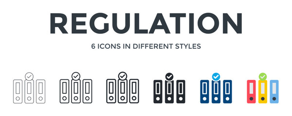 Regulation Icon In Different Style Vector Illustration. Designed In Thin Line, Regular Line, Bold Line, Glyph, Color Fill, And Flat Style Can Be Used For Web
