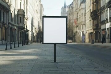 Blank Square Sign Mockup in the Urban Environment on the Street Empty Space