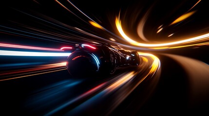 Futuristic Speed Cyberpunk Bike in Neon Tunnel.