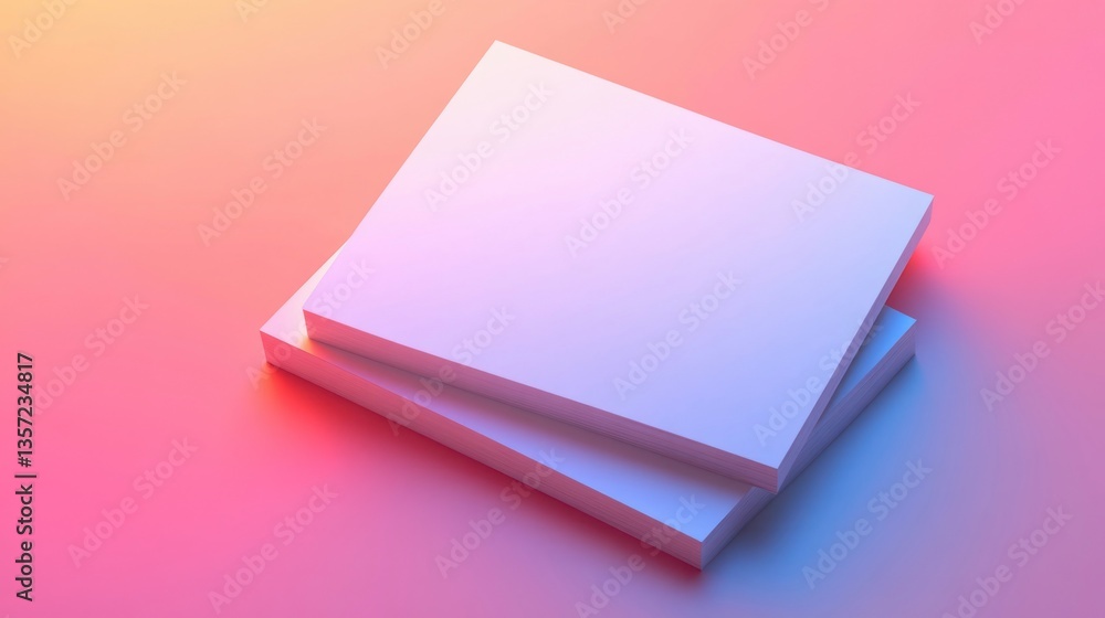 Aufkleber minimalist stack of blank papers on gradient background