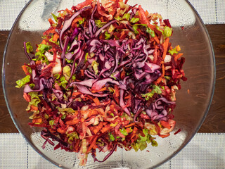 Salad bowl high angle view. Healthy food concept