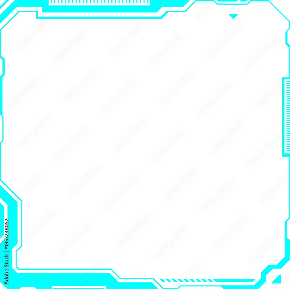 Poster futuristic digital frame hud in cyan color, with blank space for content and modern design