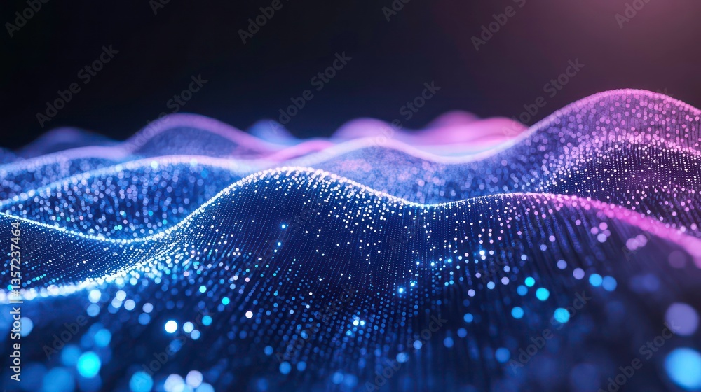 Poster abstract white futuristic background. big data visualization. a digital dynamic wave of particles. w