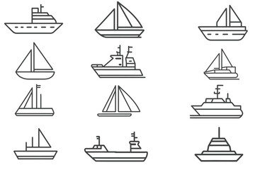 set of sailing ships icons