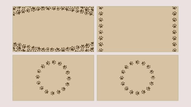 Hand drawn paw prints decoration set (beige)