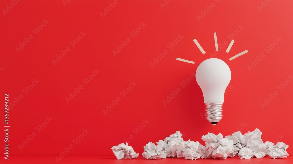 Poster creative spark concept, minimalist matchbox-style notebook with drawn match igniting from metallic b