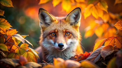 Majestic Fox Portrait in Autumnal Landscape - Wildlife Photography