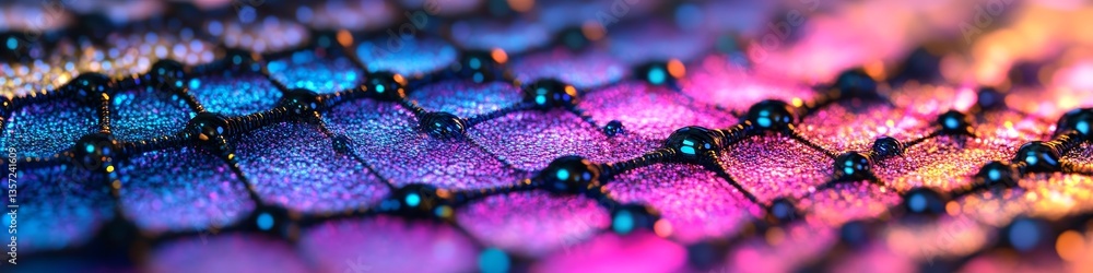 Poster neural network processing multimedia content with nodes and connections vibrant colors data science